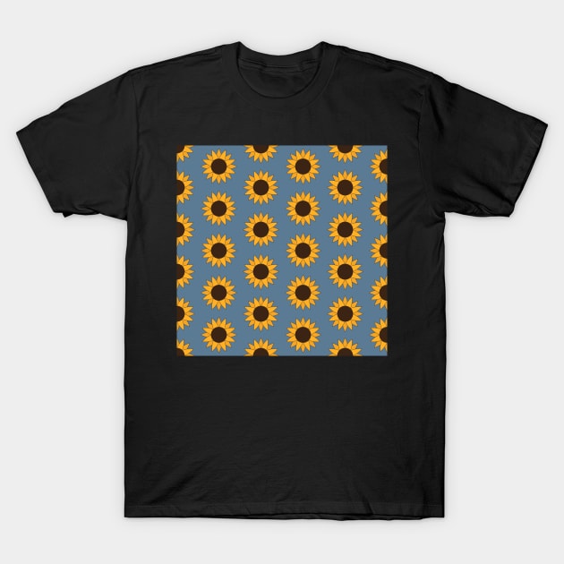 Blue Sunflower Background T-Shirt by Gold Star Creative